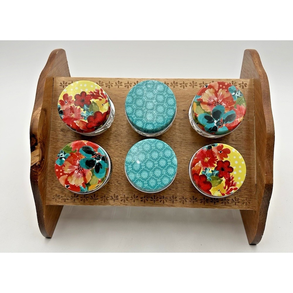 Pioneer Woman Wild Flower Whimsy Spice Rack With Six Jars‎ Rustic Farmhouse
